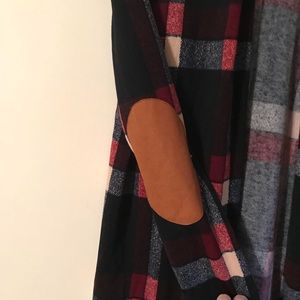 Plaid elbow patch cardigan